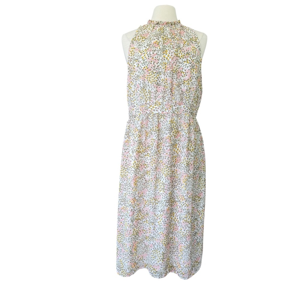 LOFT Dress Floral Sleeveless High Neck Midi Women’s Sz 14 Feminine Lightweight